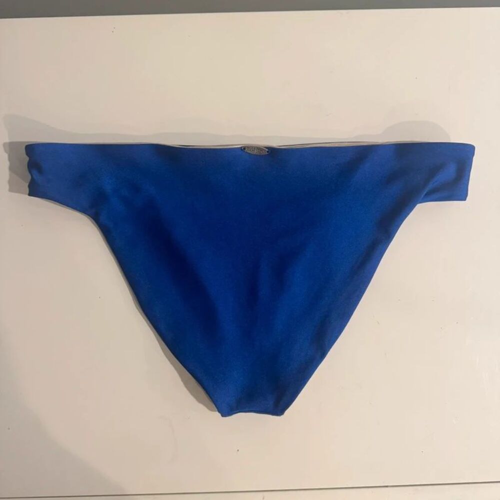 Luli Fama Reversible Bikini Swim Bottom Royal Blue & Gold – Size Med/Large